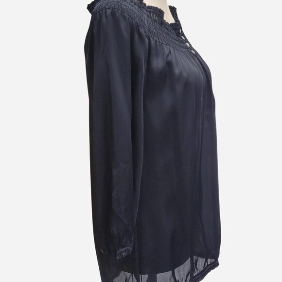 Chico’s Black Satiny Blouse | Women’s Size 0 | Elastic Hem & Sleeves - Picture 4 of 5